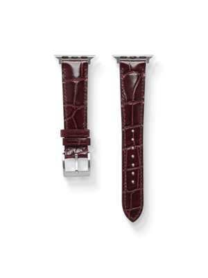 MTO Crocodile Leather Strap in Burgundy (Glossy) for Apple Watch