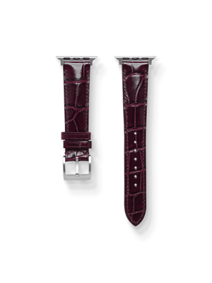MTO Crocodile Leather Strap in Burgundy (Glossy) for Apple Watch
