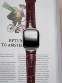MTO Crocodile Leather Strap in Burgundy (Glossy) for Apple Watch