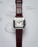 MTO Crocodile Leather Strap in Burgundy (Glossy) for Cartier Santos de Cartier