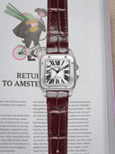 MTO Crocodile Leather Strap in Burgundy (Glossy) for Cartier Santos 100