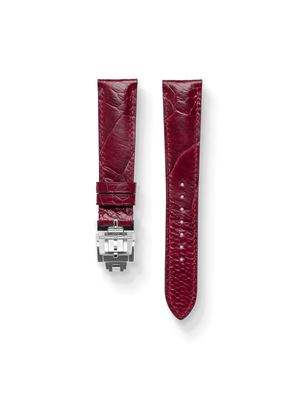 MTO Ostrich Leather Strap in Burgundy with Spring Deployant Clasp