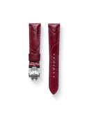 MTO Ostrich Leather Strap in Burgundy with Spring Deployant Clasp
