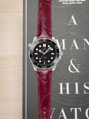 MTO Ostrich Leather Strap in Burgundy for Omega Seamaster