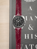 MTO Ostrich Leather Strap in Burgundy for Omega Speedmaster