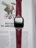 MTO Ostrich Leather Strap in Burgundy for Apple Watch