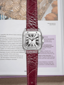 MTO Ostrich Leather Strap in Burgundy for Cartier Santos 100