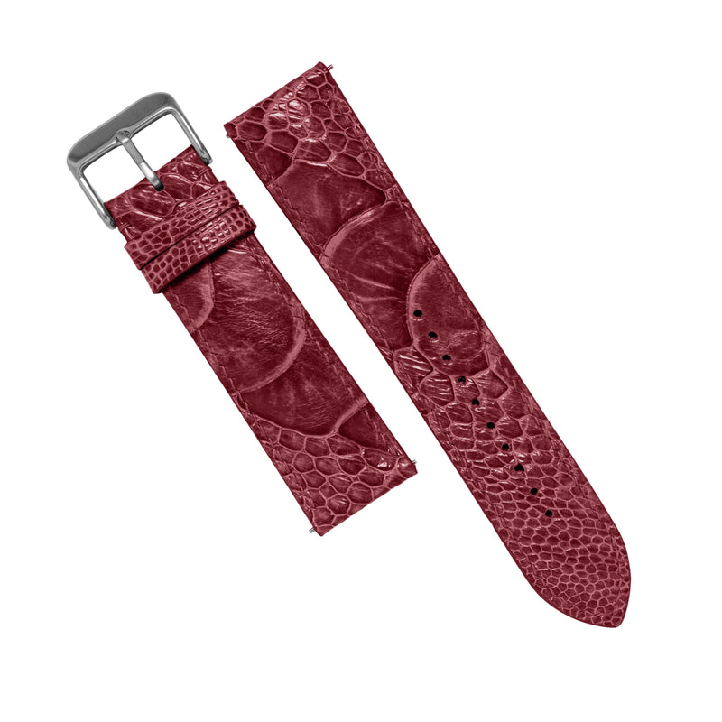 MTO Ostrich Leather Watch Strap in Burgundy