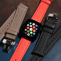 Classic Togo Leather Strap in Orange w/ Butterfly Clasp (Apple Watch)