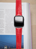 MTO Crocodile Leather Strap in Red (Semi-Glossy) for Apple Watch