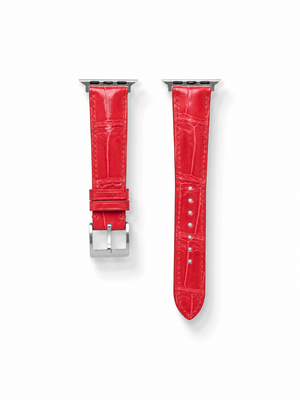MTO Crocodile Leather Strap in Red (Semi-Glossy) for Apple Watch