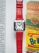 MTO Crocodile Leather Strap in Red (Semi-Glossy) for Cartier Santos de Cartier
