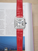 MTO Crocodile Leather Strap in Red (Semi-Glossy) for Cartier Santos Dumont