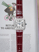 Tali Kulit Buaya MTO dalam Warna Burgundy (Berkilat) untuk Cartier Santos Dumont