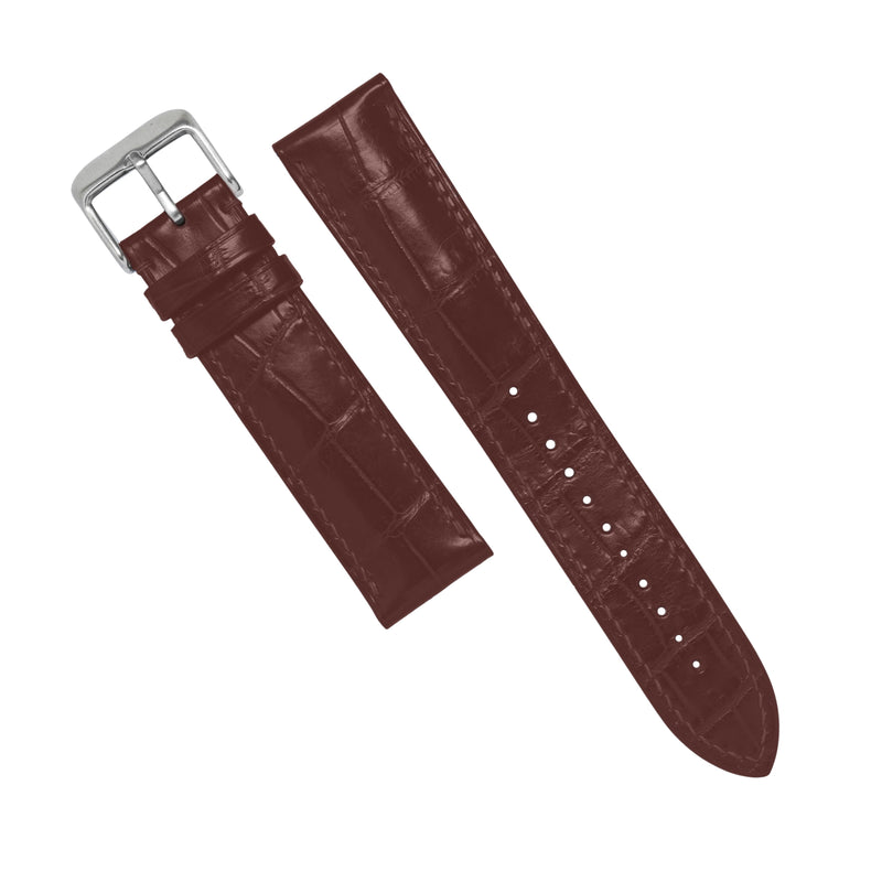 MTO Crocodile Leather Watch Strap in Chestnut (Non-Glossy)