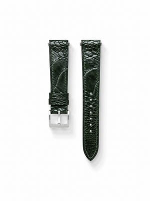 MTO Ostrich Leather Strap in Green for Cartier Santos de Cartier