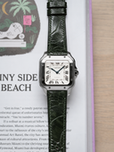 MTO Ostrich Leather Strap in Green for Cartier Santos de Cartier