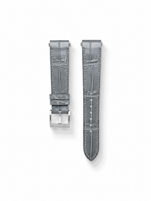 MTO Crocodile Leather Strap in Grey (Semi-Glossy) for Cartier Santos de Cartier