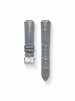 MTO Crocodile Leather Strap in Grey (Semi-Glossy) for Cartier Ballon Bleu