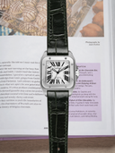 MTO Crocodile Leather Strap in Dark Green (Semi-Glossy) for Cartier Santos 100