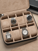 Heritage Leather Travel Case in Black/Sand (8 Watch)
