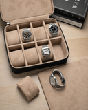 Heritage Leather Travel Case in Black/Sand (8 Watch)