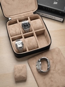 Heritage Leather Travel Case in Black/Sand (6 Watch)