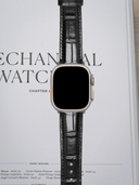 Classic Croc Embossed Leather Strap in Black for Apple Watch Ultra