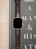 Classic Croc Embossed Leather Strap in Brown for Apple Watch Ultra