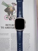 Classic Croc Embossed Leather Strap in Navy for Apple Watch Ultra