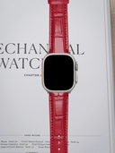 Classic Croc Embossed Leather Strap in Red for Apple Watch Ultra