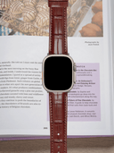 Classic Croc Embossed Leather Strap in Tan for Apple Watch Ultra