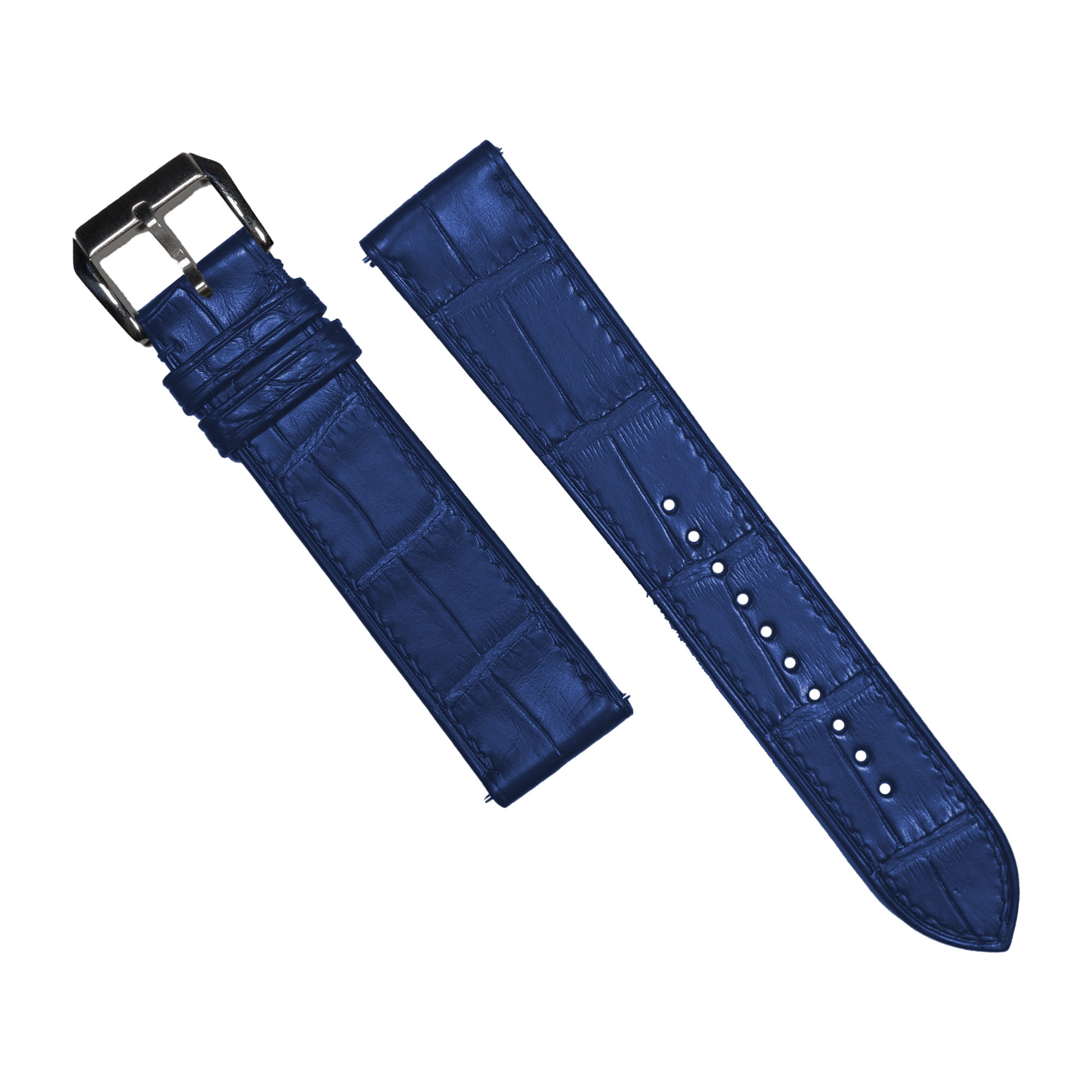 Crocodile Leather Watch Strap in Blue (Glossy) - Nomad Watch Works SG