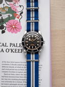 Premium Nato Strap in Navy White Grey Crest