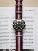 Premium Nato Strap in Navy Red Cream