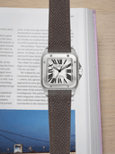MTO Epsom Leather Strap in Dark Brown for Cartier Santos 100