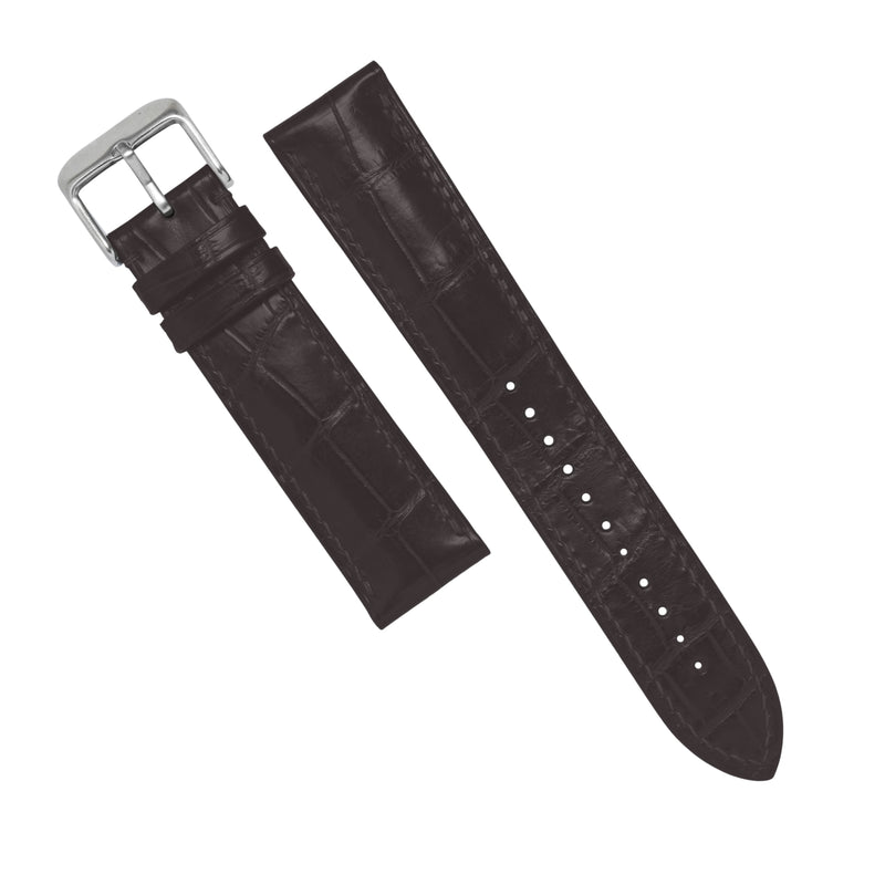 MTO Crocodile Leather Watch Strap in Dark Brown (Matte)