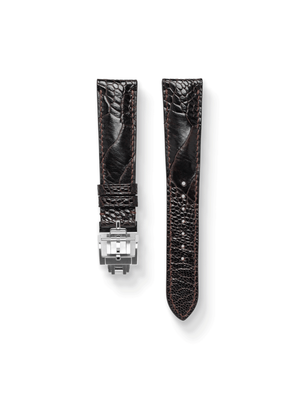 MTO Ostrich Leather Strap in Dark Brown with Spring Deployant Clasp