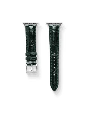 MTO Crocodile Leather Strap in Dark Green (Semi-Glossy) for Apple Watch