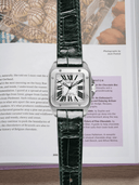 MTO Crocodile Leather Strap in Dark Green (Semi-Glossy) for Cartier Santos 100