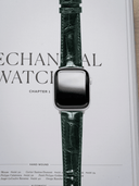 MTO Crocodile Leather Strap in Dark Green (Semi-Glossy) for Apple Watch