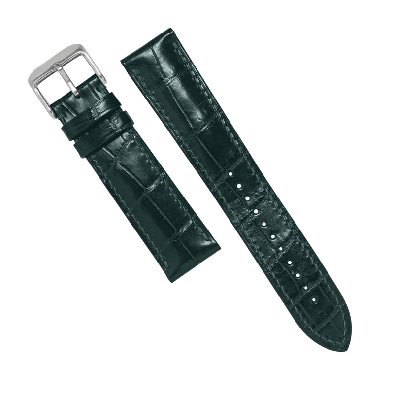 MTO Crocodile Leather Watch Strap in Dark Green (Non-Glossy)