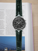 MTO Crocodile Leather Strap in Dark Green (Semi-Glossy) for Omega Speedmaster