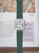 MTO Epsom Leather Strap in Dark Green for Cartier Santos Dumont