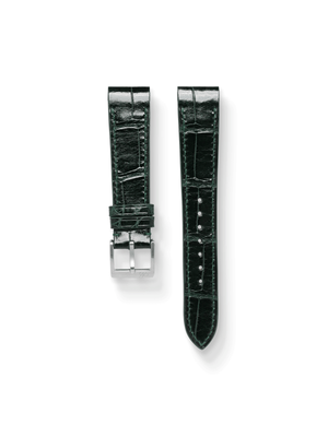 MTO Crocodile Leather Strap in Dark Green (Non-Glossy) for Cartier Santos 100