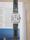 MTO Ostrich Leather Strap in Dark Grey for Cartier Santos Dumont