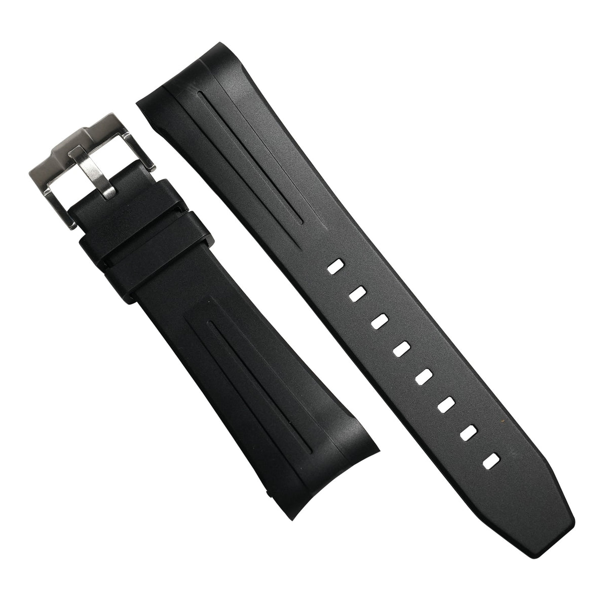 Curved End Rubber Strap for Blancpain x Swatch Scuba Fifty Fathoms in Black - Nomad Watch Works SG