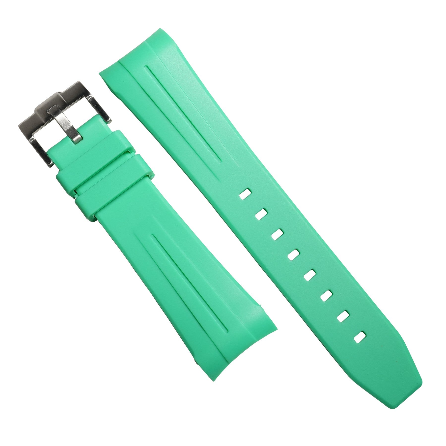 Curved End Rubber Strap for Blancpain x Swatch Scuba Fifty Fathoms in Green - Nomad Watch Works SG