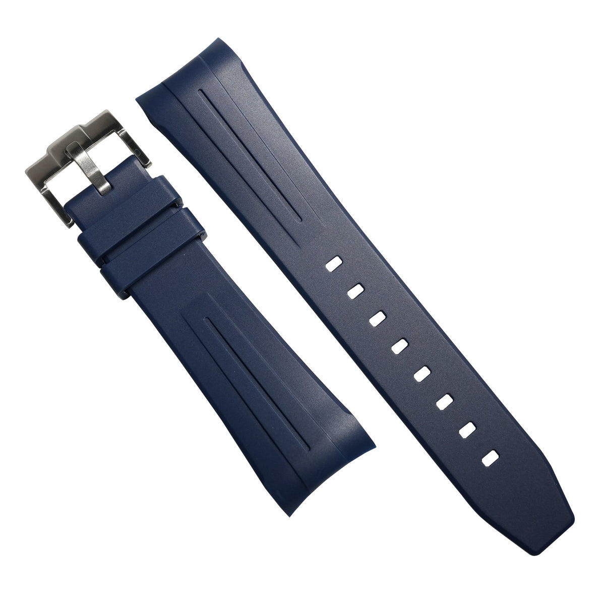 Curved End Rubber Strap for Blancpain x Swatch Scuba Fifty Fathoms in Navy - Nomad Watch Works SG