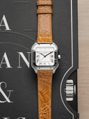 MTO Ostrich Leather Strap in Gold for Cartier Santos de Cartier